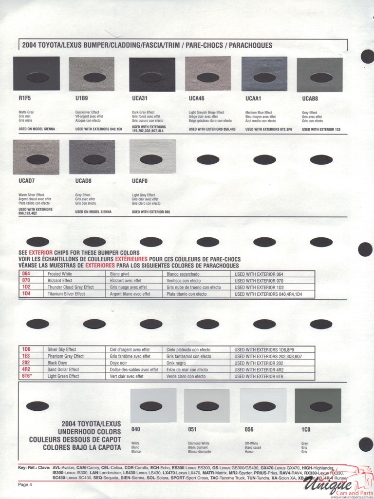 2004 Toyota Paint Charts DuPont 4